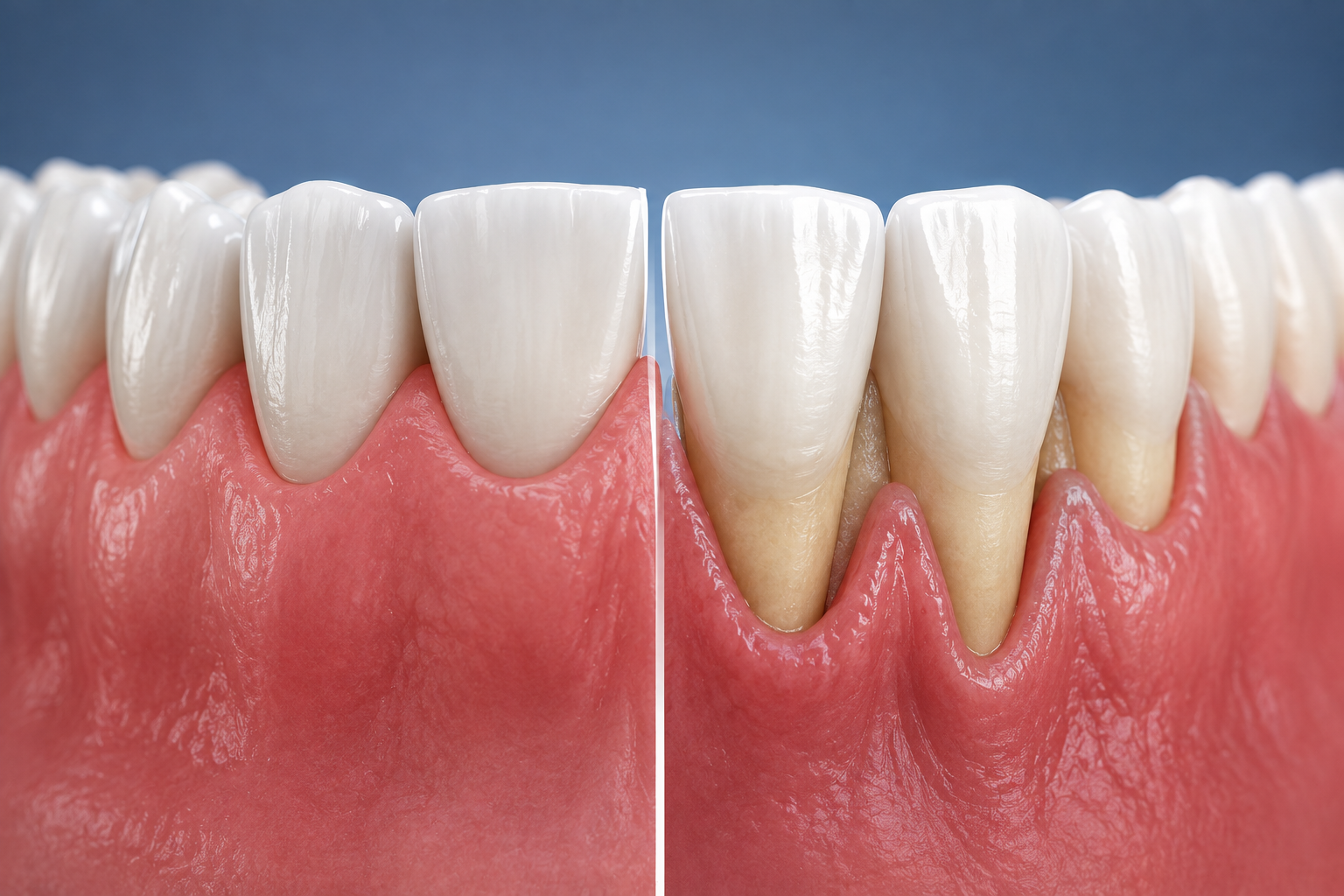 Recesión gingival con raíz dental expuesta